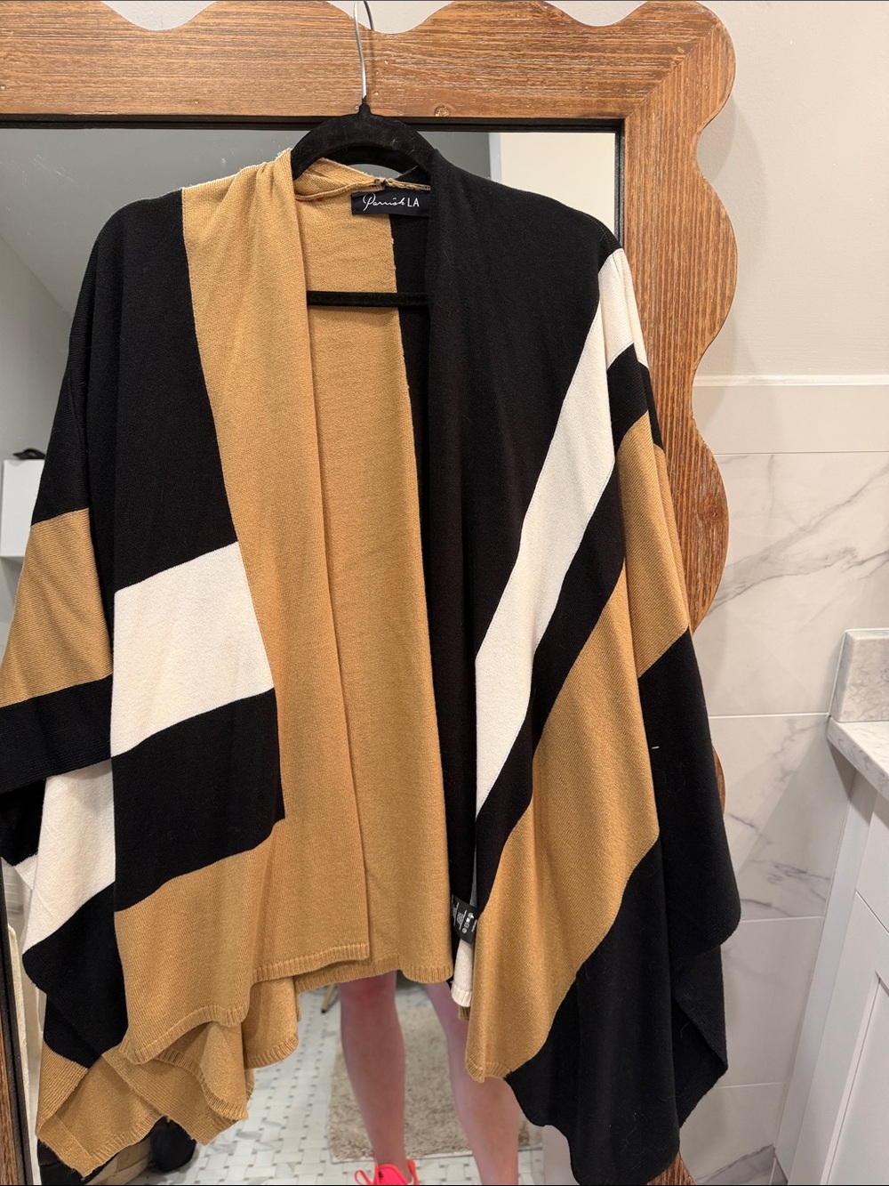 Colorblock Draped Cardigan - Black, Mustard, White